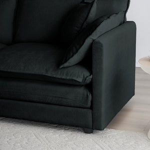 English Elm 2 Seater Loveseat and Chair Set - Black Chenille 2-Piece Sofa & Accent Chair, Solid Wood Frame Comfort W714S00621