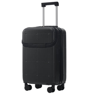 English Elm Luggage 5 Piece Hardside Abs Set with Front Access Carry on and Tsa Spinner Wheels Black N732P391557B