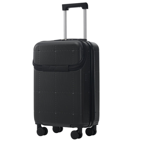 English Elm Luggage 5 Piece Hardside Abs Set with Front Access Carry on and Tsa Spinner Wheels Black N732P391557B