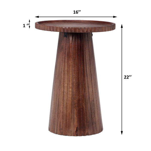 English Elm Christopher Knight Home® - 22"Pedestal Mango Wood Round End Table Honey — Handcrafted Solid Mango, Compact Pedestal Design, 50lb Capacity N768P202493H