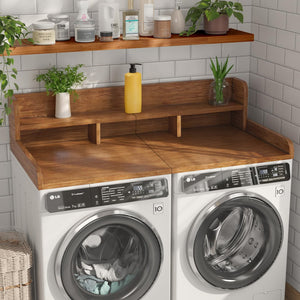 English Elm Washer Laundry Countertop 54" x 27.5" Double-Layer MDF Topper with Raised Edge & Non-Slip Pads Walnut W2641P309073