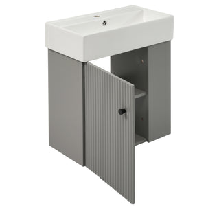 English Elm 21.6" Modern Floating Bathroom Vanity With Ceramic Sink - Stylish Space-Saving Design & Storage N729P170388E