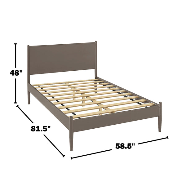 English Elm Mid-Century Full Size Wooden Platform Bed In Elegant Gray Finish - Stylish, Durable & Minimalist Design B016S00029