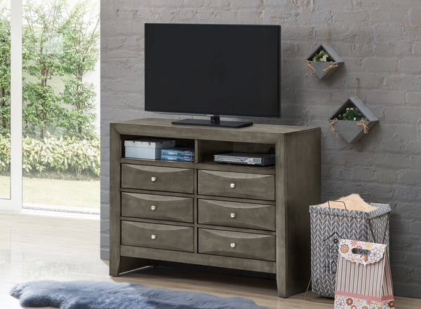 English Elm Marilla Modern G1505-TV2 Media Chest with Dovetailed Drawers, Real Wood Veneer, Fully Assembled Gray 40 L x 48 W x 19 H B078108041