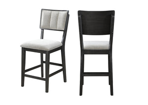 English Elm Set of 2 Light Gray Counter Height Dining Chairs with Textured Fabric, High-Back Comfort & Dark Wood Frames B2741P348879