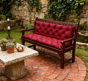 English Elm Patio Bench Cushion Tufted Overstuffed Polyester Fill for Swing Sofa Pergola Seating Red T3971P418309
