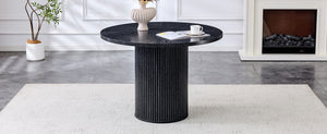 English Elm A Geometric Fan Panel Round Dining Table with Iron Base for Modern Apartment Spaces W1151P361386