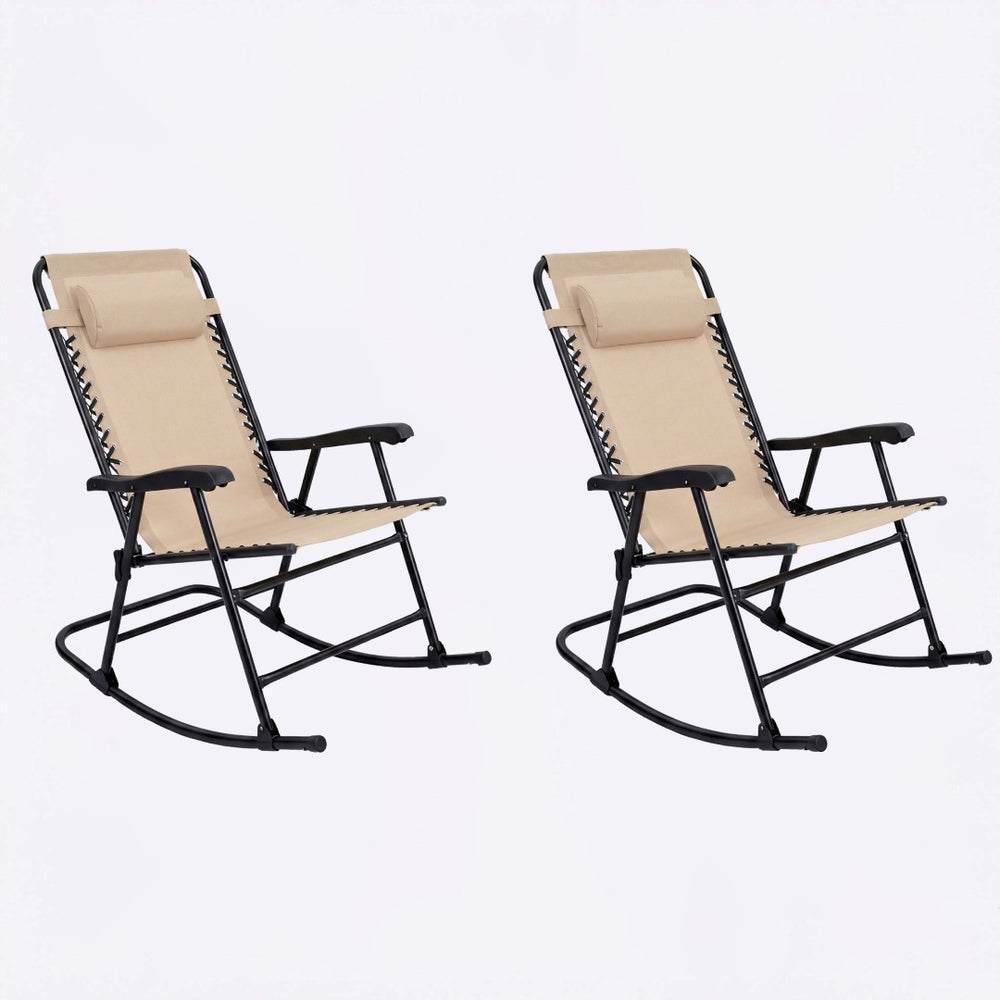 English Elm Oversized Zero Gravity Patio Recliner with Mesh Seat Wood Arms and Cup Holder W5159P446019