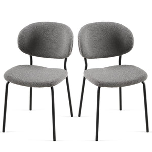 English Elm Grey Boucle Dining Chairs Set Of 2 - Stylish Comfort With Metal Legs For Modern Dining & Living Spaces W1164P195060