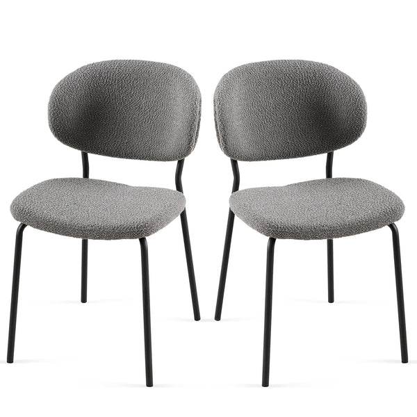 English Elm Grey Boucle Dining Chairs Set Of 2 - Stylish Comfort With Metal Legs For Modern Dining & Living Spaces W1164P195060