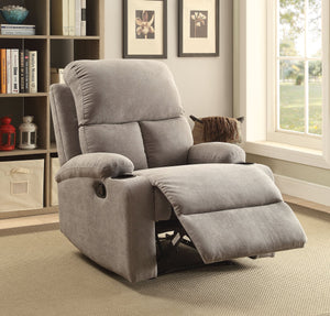 English Elm Grey Linen Recliner with Cup Holder and Memory Foam Seat, Tight Back Comfort, Smooth External Latch Recline — Perfect Relaxing Living Room Chair B062P215453