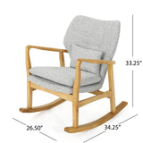 Christopher Knight Home® Noble House Solid Wood Rocking Chair With Light Gray Linen Cushion