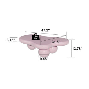English Elm 47 Inch Organic Cloud Silhouette Coffee Table with Sculptural Ball Legs for Living Rooms Pink W1435S00019