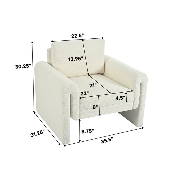 English Elm Christopher Knight Home® - Modern Bouclé Upholstered Accent Chair with Rounded Arms, Solid Wood Frame, 330lb Capacity, Luxe Comfort Ivory N765P248341W