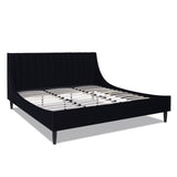 English Elm Aspen Vertical Tufted Headboard Platform Bed Set, King, Anthracite Black Velvet