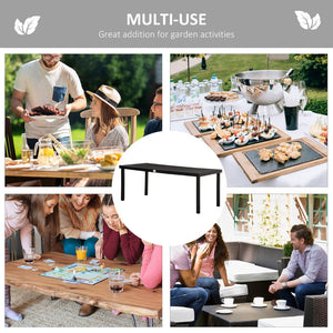 English Elm Outsunny 75" Rectangular Outdoor Dining Table For 8, Durable Aluminum Frame With Faux Wood Top W2225P174355-GIGA