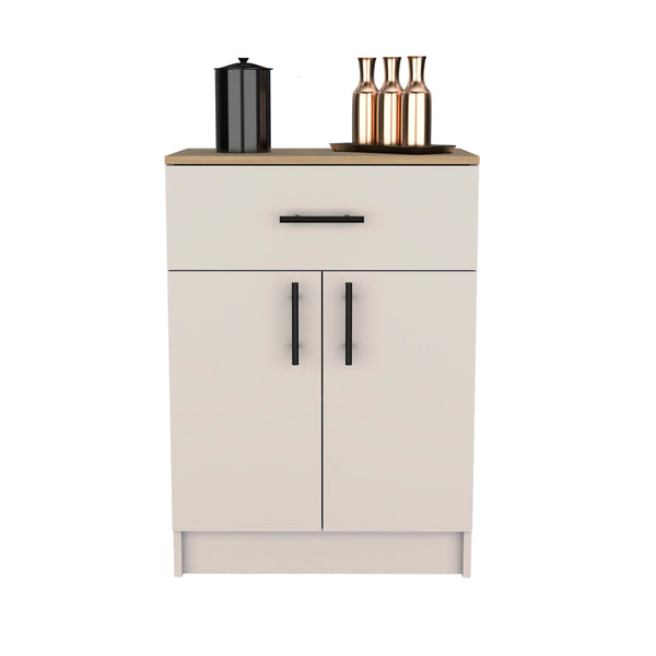 English Elm Pantry Cabinet 33.5"H Compact Storage with Drawer & 2 Shelves, Double Doors, Durable Engineered Wood B097P221382