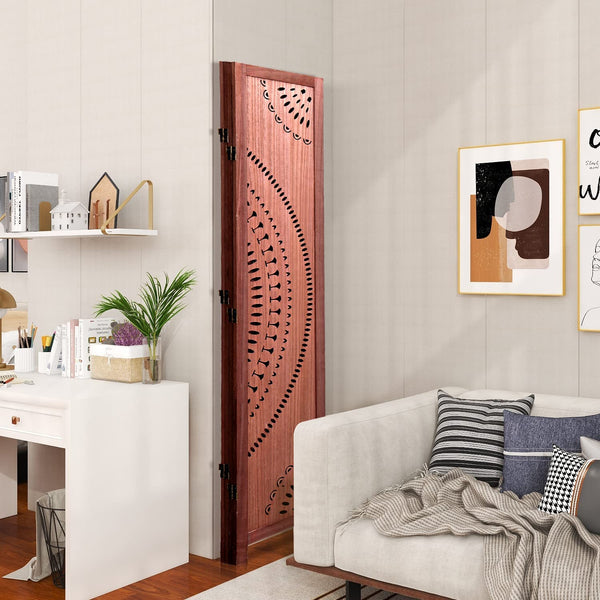 English Elm 55.2'' Solid Wood 4-Panel Folding Room Divider - Stylish Brown Privacy Screen For Any Space B205P241658