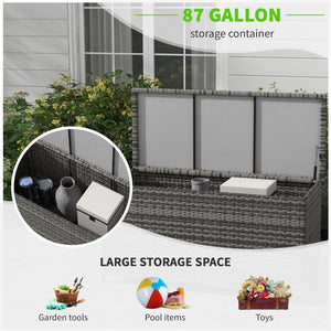 English Elm Outsunny 83 Gallon Outdoor Storage Chest On Wheels - Stylish Pe Wicker Deck Box For Garden & Pool Use W2225P217544-GIGA