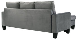 English Elm Jessica reversible sectional sofa chaise in velvet — chic, durable hardwood frame, plush seating glam centerpiece Gray 29 L x 51 W x 19 H B078S00014
