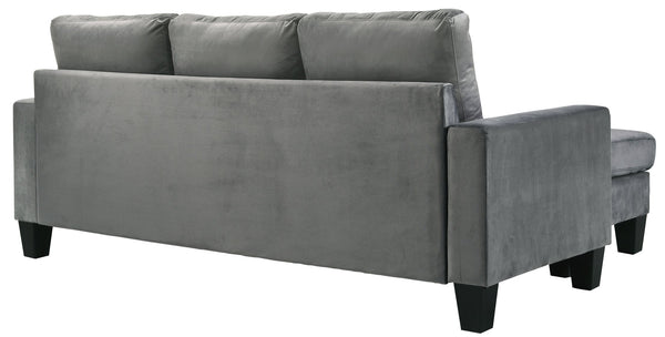 English Elm Jessica reversible sectional sofa chaise in velvet — chic, durable hardwood frame, plush seating glam centerpiece Gray 29 L x 51 W x 19 H B078S00014