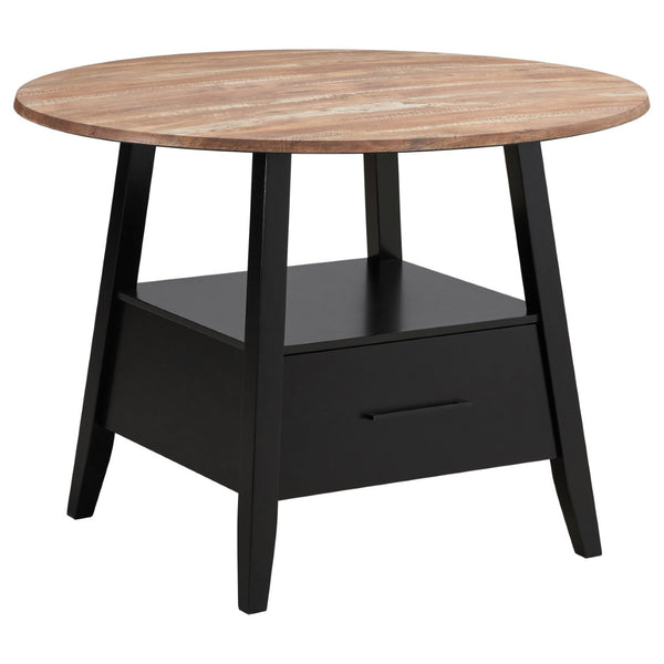 English Elm Arunda Round Counter Height Dining Table Oak Grain Top with Storage Drawer Seats Four B062S01532