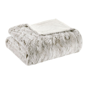 JLA Home Madison Park - Oversized Faux Fur Throw Blanket with Reversible Faux Mink, OEKO-TEX Certified, Plush Luxury Drapes Cozy Elegance MP50-6233