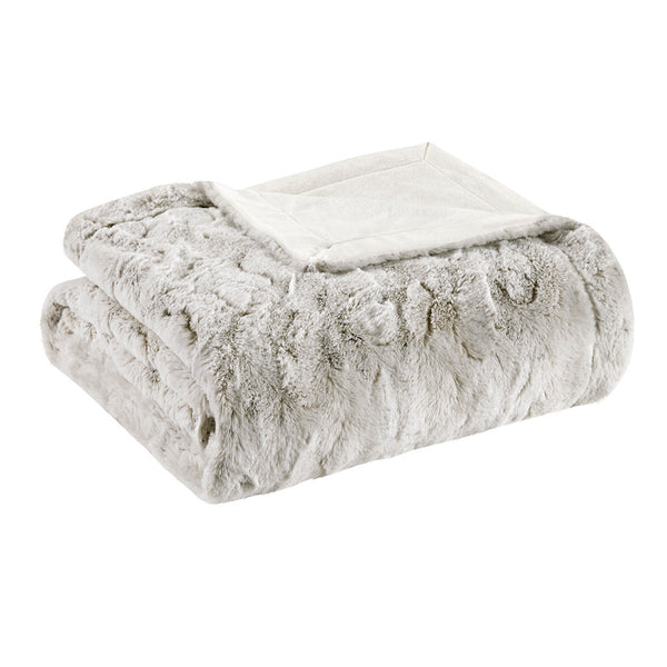 JLA Home Madison Park - Oversized Faux Fur Throw Blanket with Reversible Faux Mink, OEKO-TEX Certified, Plush Luxury Drapes Cozy Elegance MP50-6233
