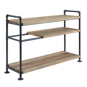 English Elm Brantley Industrial Bookshelf with Water Pipe Metal Frame, Powder-Coated Finish & 3 Wide Shelves Sand 50 L x 22 W x 5 H B2726S00193