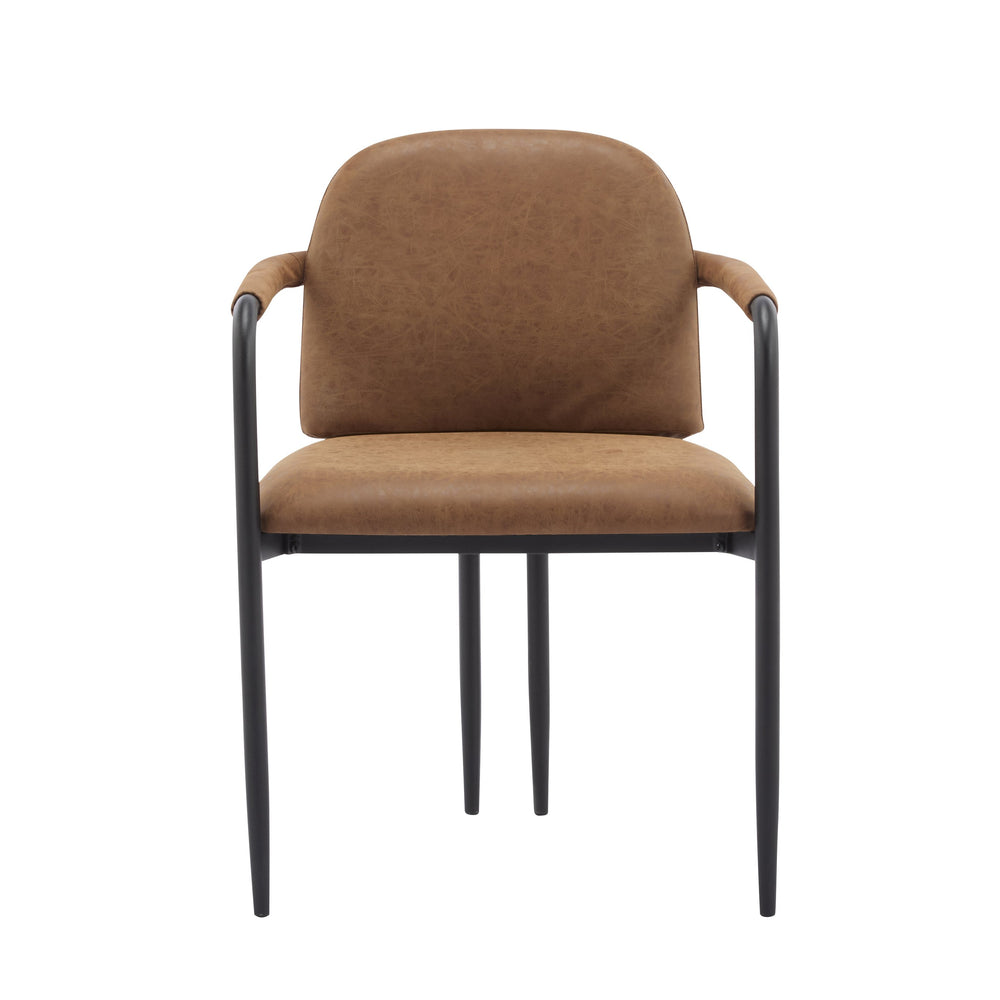 English Elm Christopher Knight Home® - Dinning modern iron-frame dining chair set of 2 with durable fabric seats, compact, stylish and sturdy Black,Brown N771P247180W