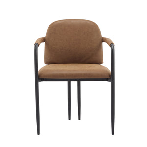 English Elm Christopher Knight Home® - Dinning modern iron-frame dining chair set of 2 with durable fabric seats, compact, stylish and sturdy Black,Brown N771P247180W