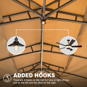 English Elm Gazebo 10X14Ft Outdoor Canopy With Double Roof, Mosquito Netting & Heavy-Duty Privacy Curtains W1859S00083