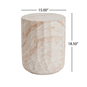 English Elm Christopher Knight Home® - Outdoor/Indoor Lightweight Concrete Side Table - Elegant Travertine Accent For Home & Garden Use N773P253788Z
