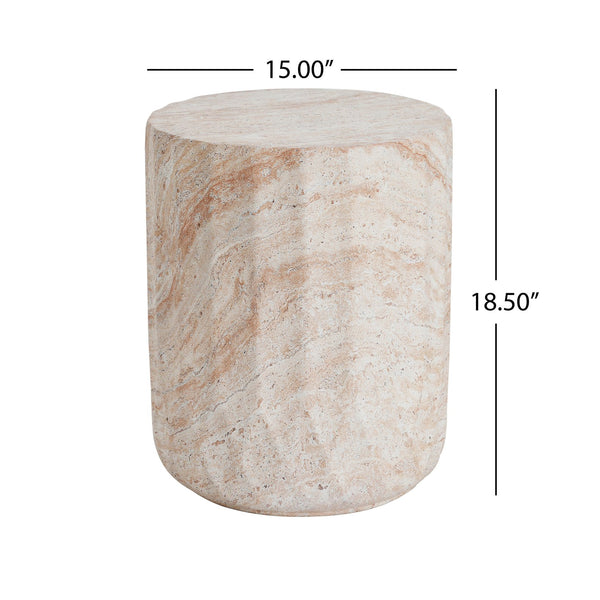 English Elm Christopher Knight Home® - Outdoor/Indoor Lightweight Concrete Side Table - Elegant Travertine Accent For Home & Garden Use N773P253788Z