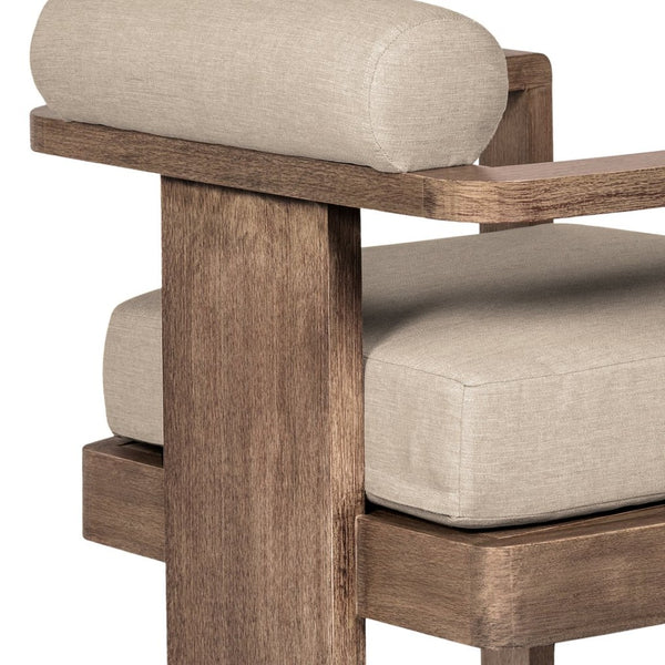 English Elm Relic Outdoor Eucalyptus Dining Chair with Taupe Olefin Cushions Patio Seating B2736P464821