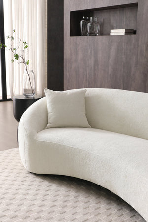 English Elm 93.31" Minimalist Curved Sofa with Chenille Velvet Upholstery, Deep Sink-In Comfort & Durable Frame White W2664P179335