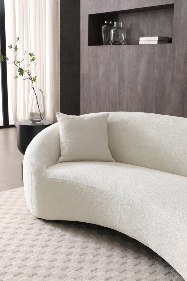 English Elm 93.31" Minimalist Curved Sofa with Chenille Velvet Upholstery, Deep Sink-In Comfort & Durable Frame White W2664P179335