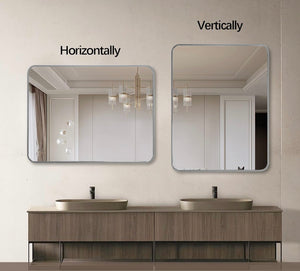English Elm Silver 30x40 Rectangular Bathroom Wall Mirror - 4mm HD Shatterproof Glass, Brushed Aluminum Frame, Rust-Resistant Hooks W2203P310397