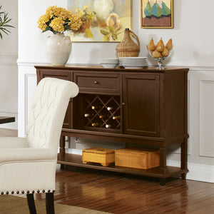 English Elm Declan Rustic Espresso Sideboard Server with Drawer, Lower Shelf & Wine Storage — Stylish Dining Organizer B062P353478