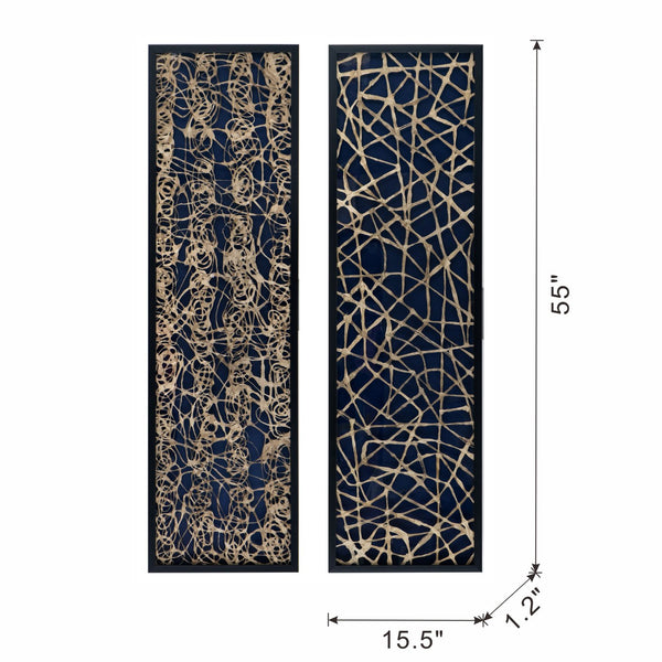 English Elm 15.5" Tannis Rice Paper Shadow Box Set of 2 — Black Framed Rectangular Wall Art for Transitional Spaces, Textured White Accent Panels W2078130321