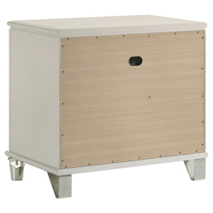 English Elm Gwendolyn Pearl White Nightstand with 2 Drawers, Deco-Inspired Wood Bedside Table with Acrylic Legs and Cord Management B062P375501