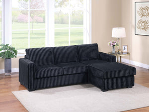 English Elm Modern Corduroy Upholstered L-shape Sectional Sofa with Plush Cushions for Living Room Black B011P430088