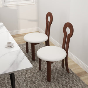 English Elm Vintage Rubber Solid Wood Dining Chair Set of 2 — Plush Berber Fleece Upholstery, Water & Stain Resistant, 280 lb Capacity Natural,White W1535P281510