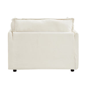 English Elm Modern Armchair Sofa Cozy Chenille Upholstered 47" Chair with Movable Ottoman, Wide Seat Comfortability Beige N719P292695A