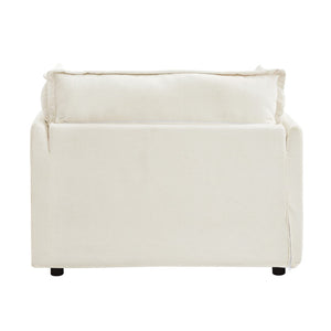 English Elm Modern Chenille Accent Chair with Ottoman Plush Wide Seat Curved Arms for Bedroom Beige N719P428439A