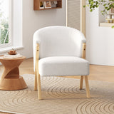 Christopher Knight Home® - Noble House - - Modern Accent Chair With White Upholstery And Solid Wood Frame, Minimalist Lounge Chair For Living Room, Bedroom, Or Office