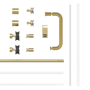 English Elm All-in-one Brushed Gold Shower Door Hardware Kit for Modern Frameless Enclosures W1920P416264