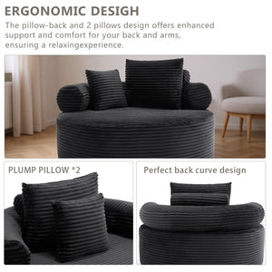 English Elm Round Sectional Sofa Bed with Memory Foam Cloud Cushions for Studio Apartments W3224P444272