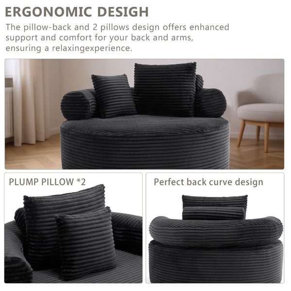 English Elm Round Sectional Sofa Bed with Memory Foam Cloud Cushions for Studio Apartments W3224P444272