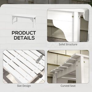 English Elm Outsunny Elegant Wooden Garden Bench, Curved Slatted Seat For Outdoor Comfort In White Finish W2225P174088-GIGA